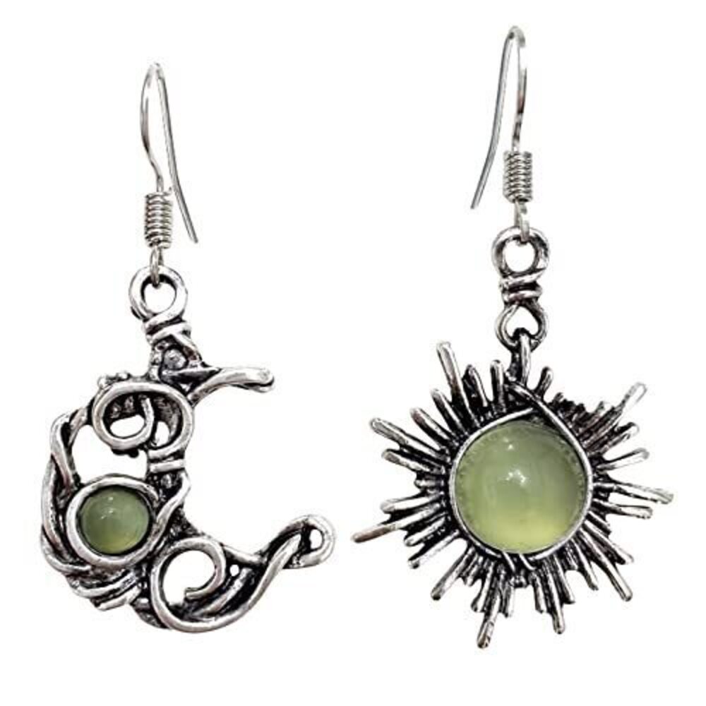 9532 Unique Chic Abstract Hollow Black Vintage Silver Asymmetry Moon Star